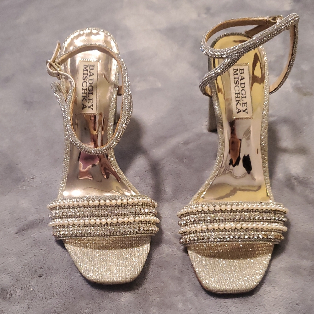 Badgley Mischka Glittering Silver Heels